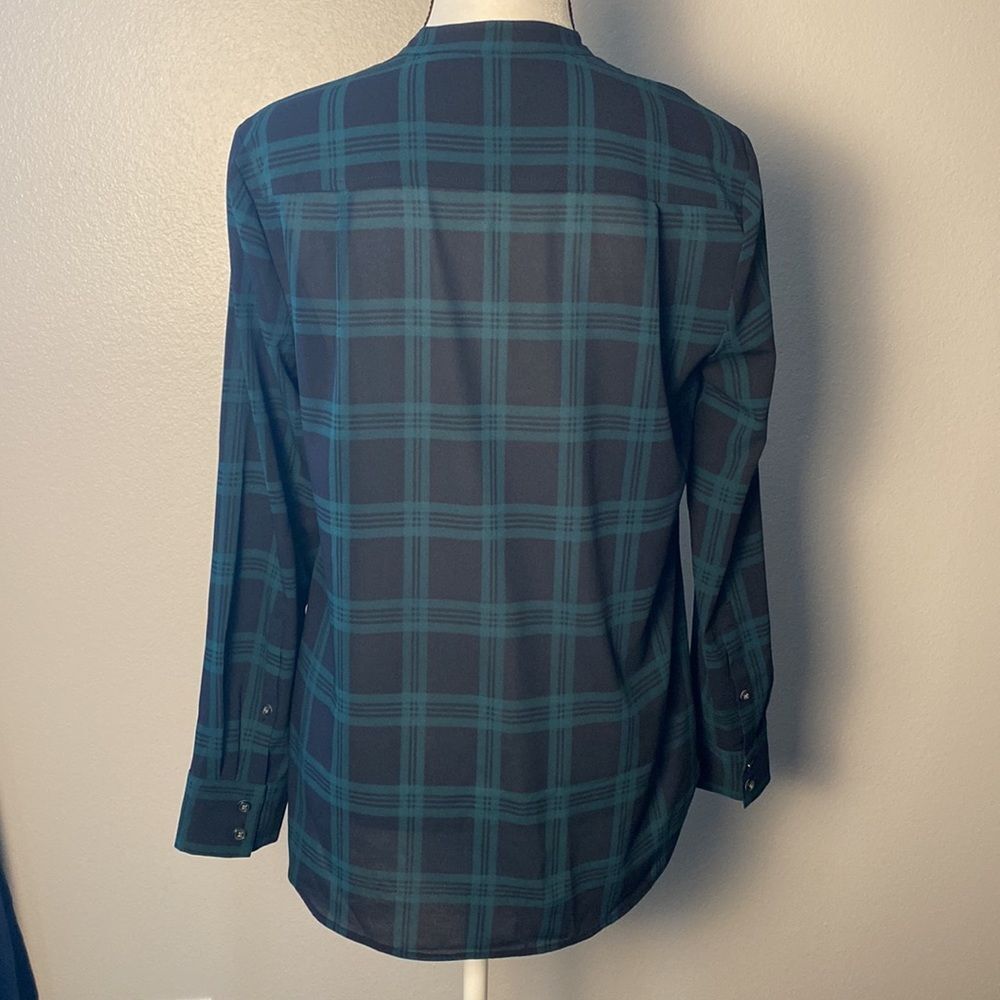 J. Crew Pleat Front Tartan Print Shirt (Size S) - Picture 4 of 5